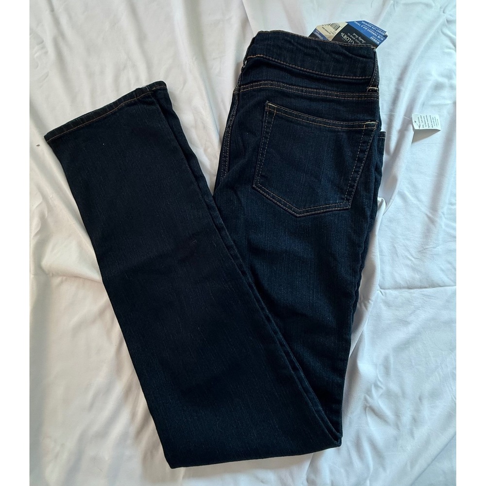 Faded Glory Womens Straight Leg Jeans Dark Wash Indigo Stretch Denim 8P Petite